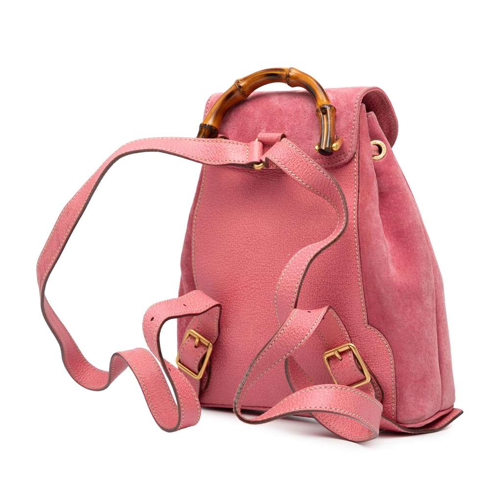 Gucci Suede Bamboo Backpack - Back view