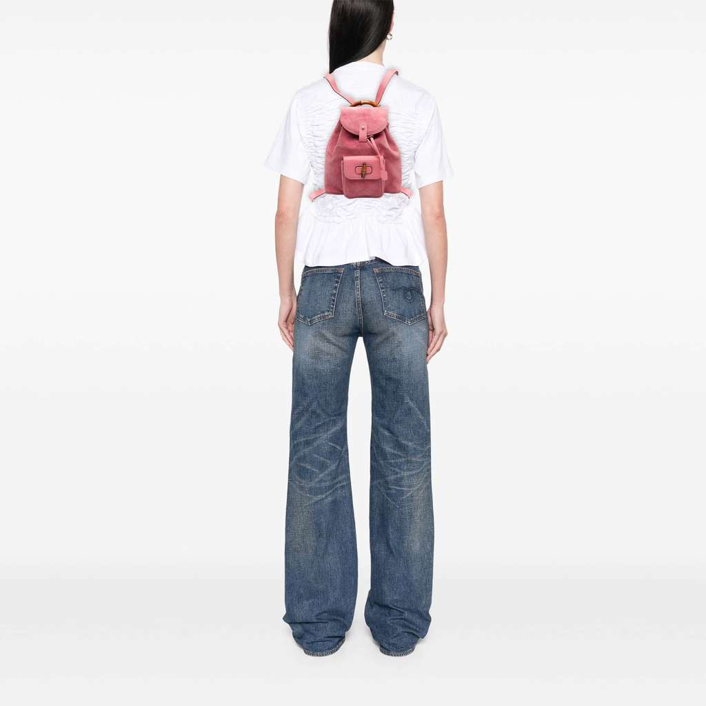 Gucci Suede Bamboo Backpack - Image 10