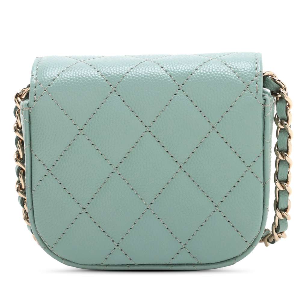 Chanel Mini Classic Caviar Clutch With Chain - Back view