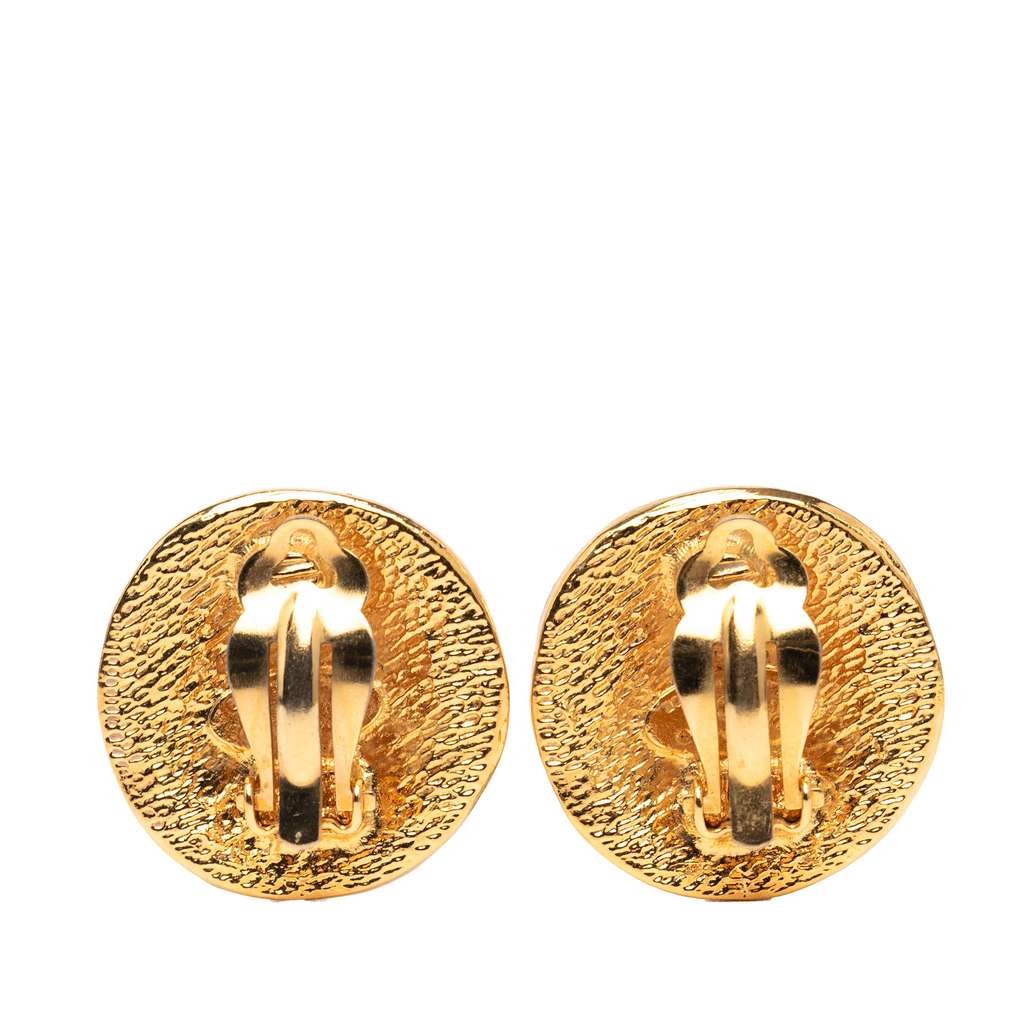 Chanel Gold Plated CC Round 31 Rue Cambon Clip on Earrings - Back view