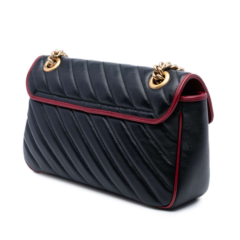 Gucci Medium GG Marmont Matelasse Diagonal Leather Torchon Shoulder Bag - Back view