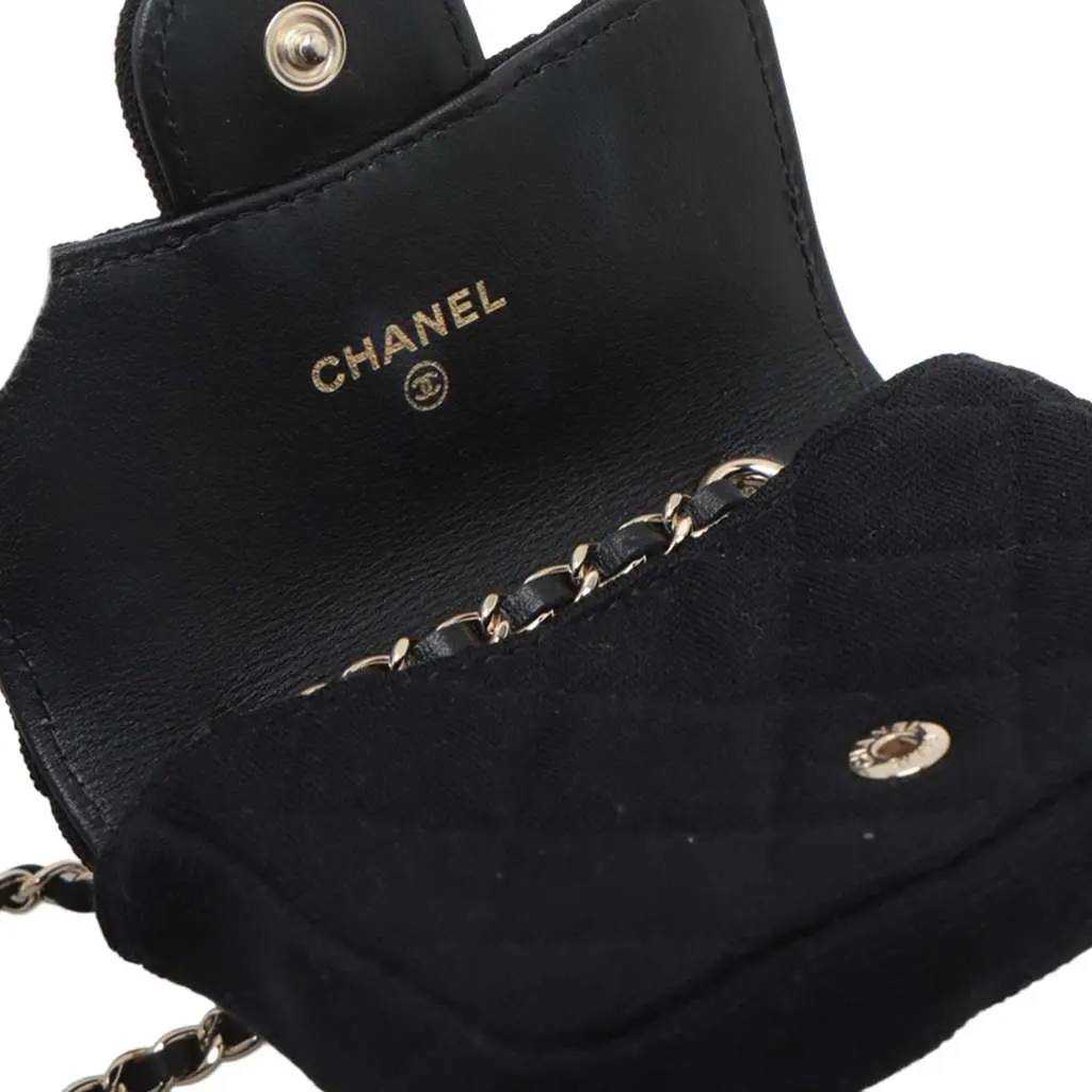 Chanel Mini Classic Jersey Flap Belt Bag Black Cotton Good - Box View