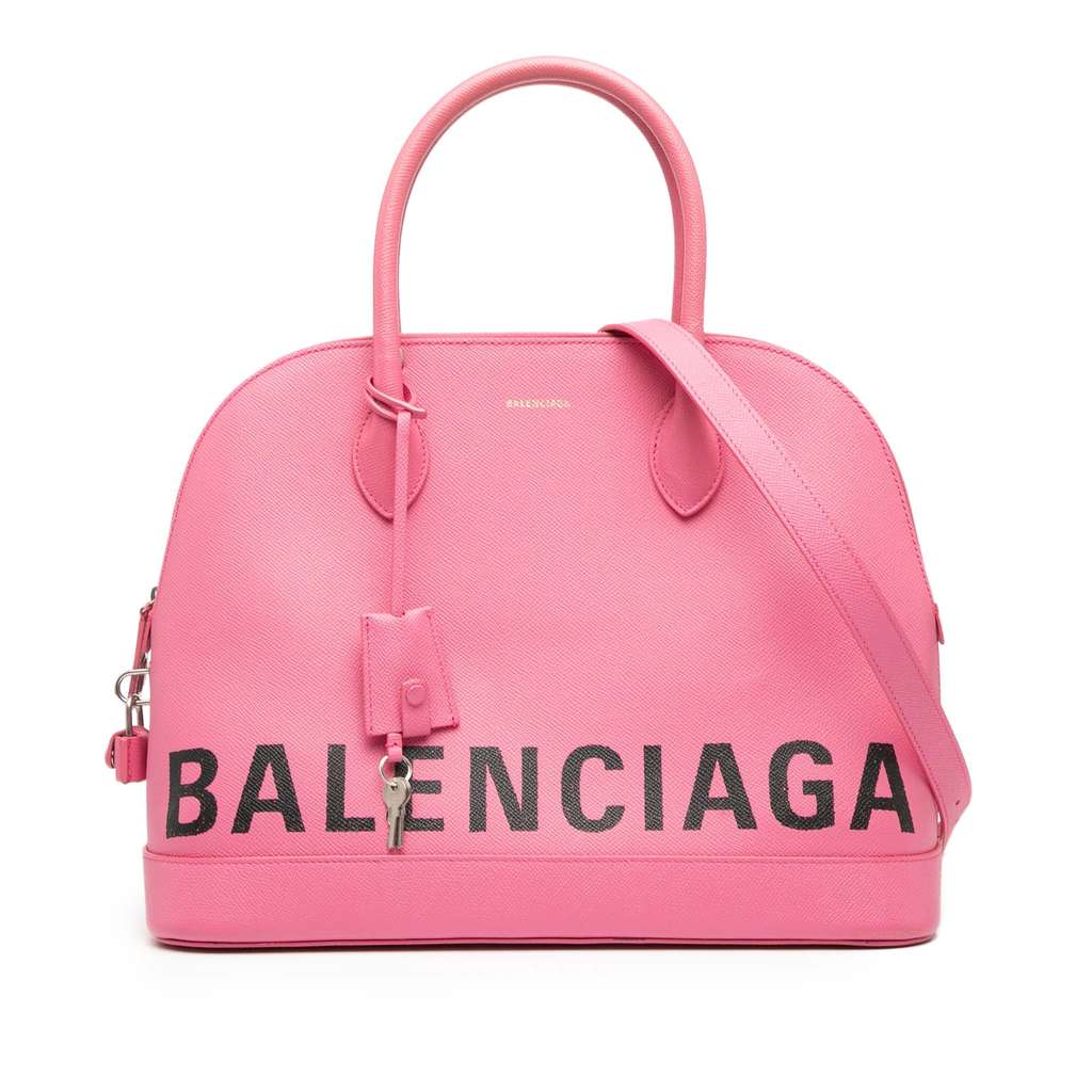 Balenciaga M Grained Calfskin Logo Ville Top Handle Bag