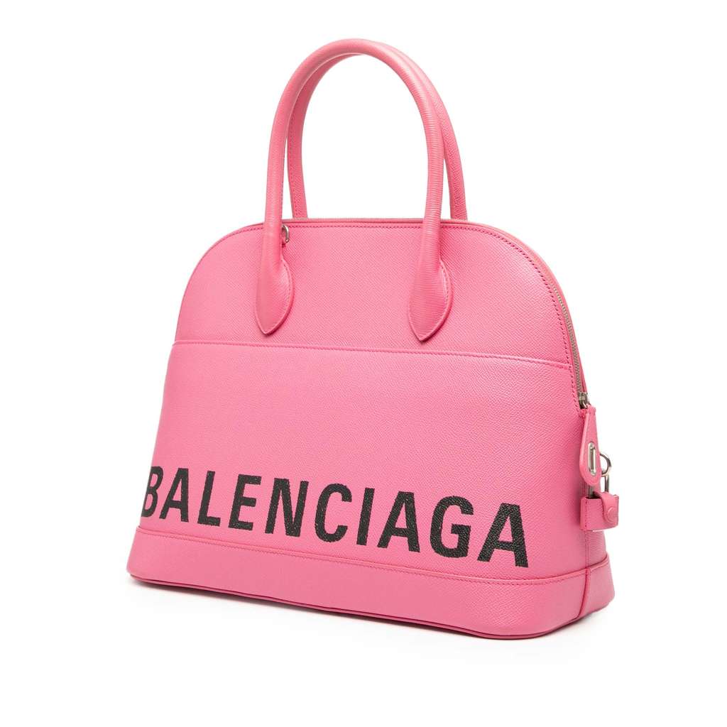 Balenciaga M Grained Calfskin Logo Ville Top Handle Bag - Back view