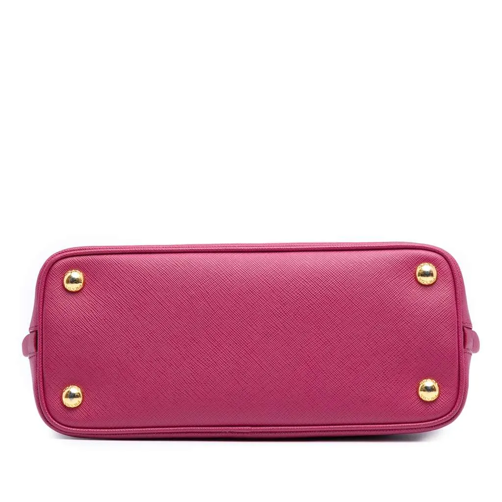 Prada Small Saffiano Lux Promenade Satchel Pink Leather Good - Inside View