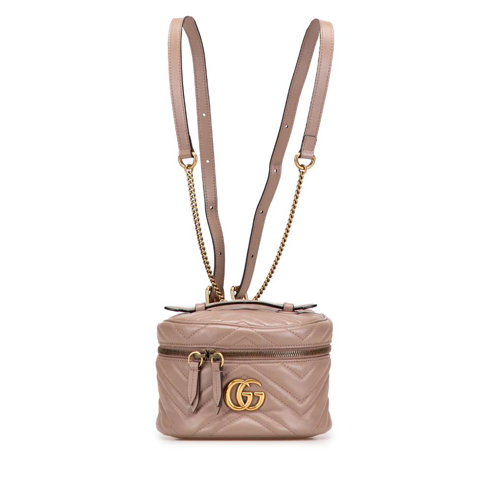 Gucci GG Marmont Round Matelasse Leather Backpack