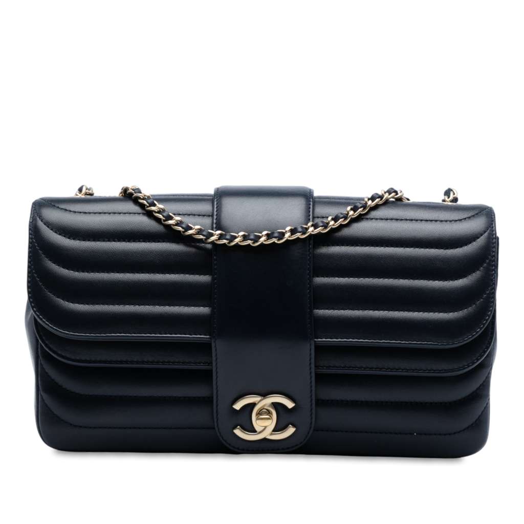 Chanel CC Horizontal Quilted Lambskin Double Flap