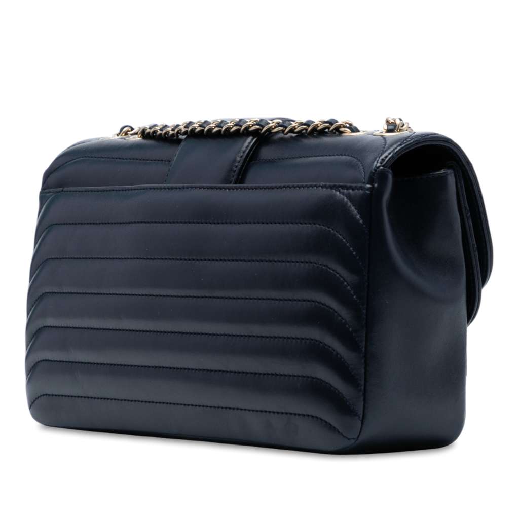 Chanel CC Horizontal Quilted Lambskin Double Flap - Back view