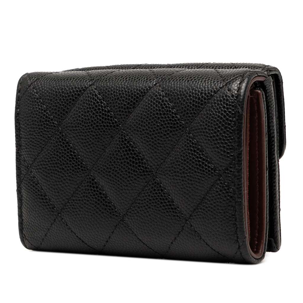 Chanel CC Quilted Caviar Flap Card Holder Wallet - Back view