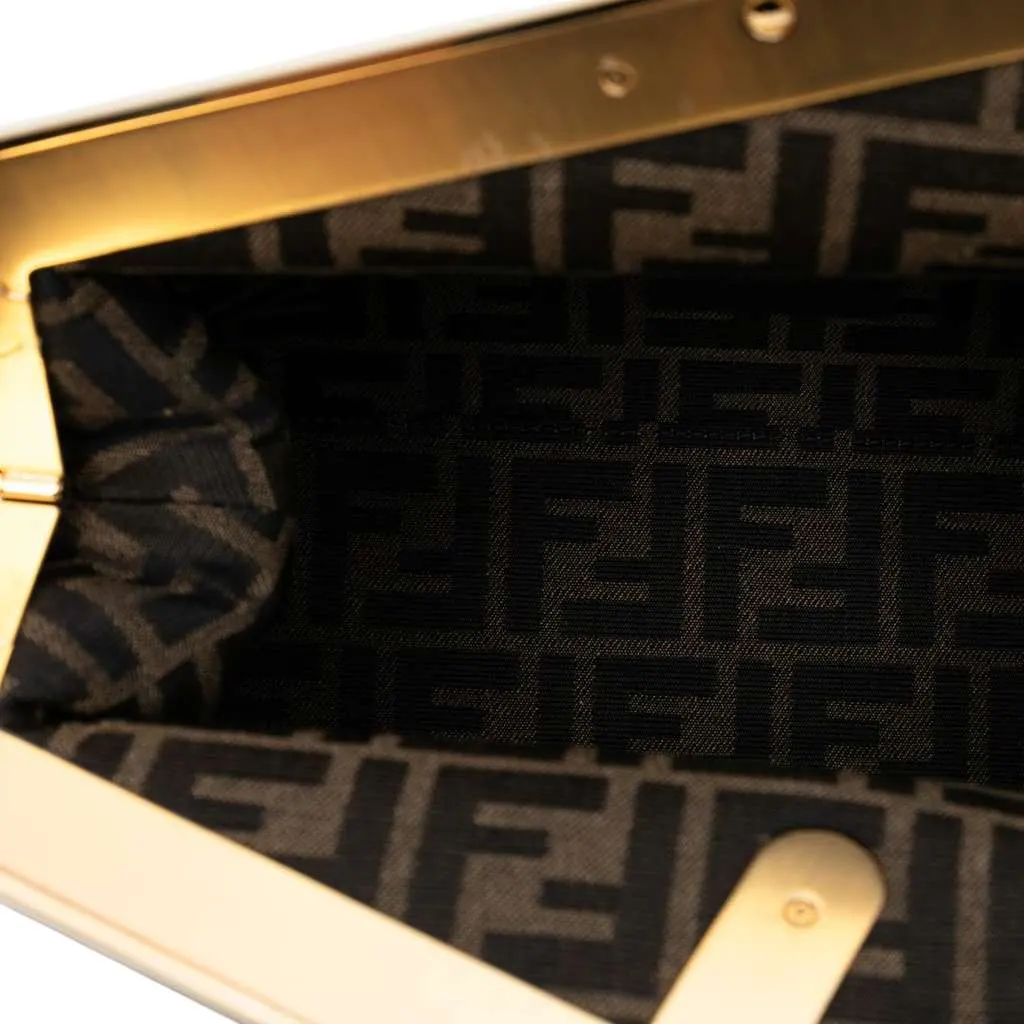 Fendi Medium Shearling Fendi First Shoulder Bag Brown Good - Model View