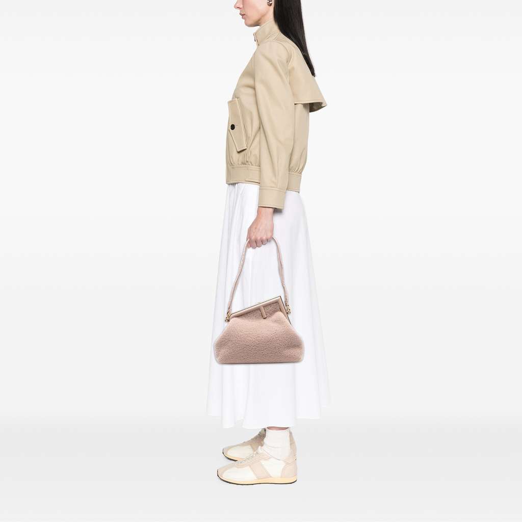 Fendi Medium Shearling Fendi First Shoulder Bag - Side view
