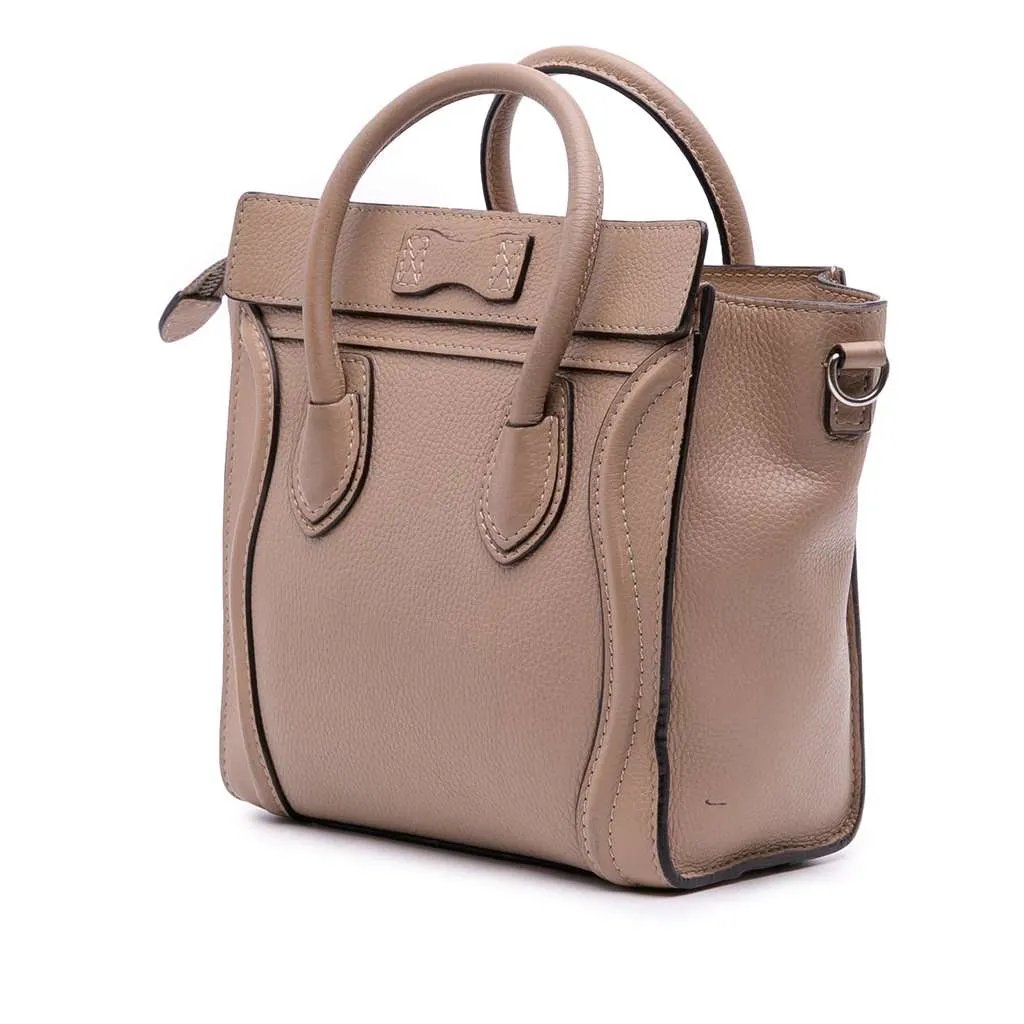 Celine Nano Leather Luggage Tote Brown Leather Good - Back View