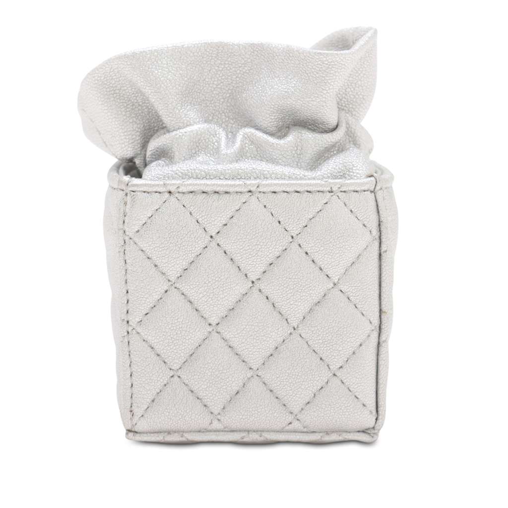 Chanel Mini Quilted Metallic Caviar Drawstring Bucket Bag - Back view