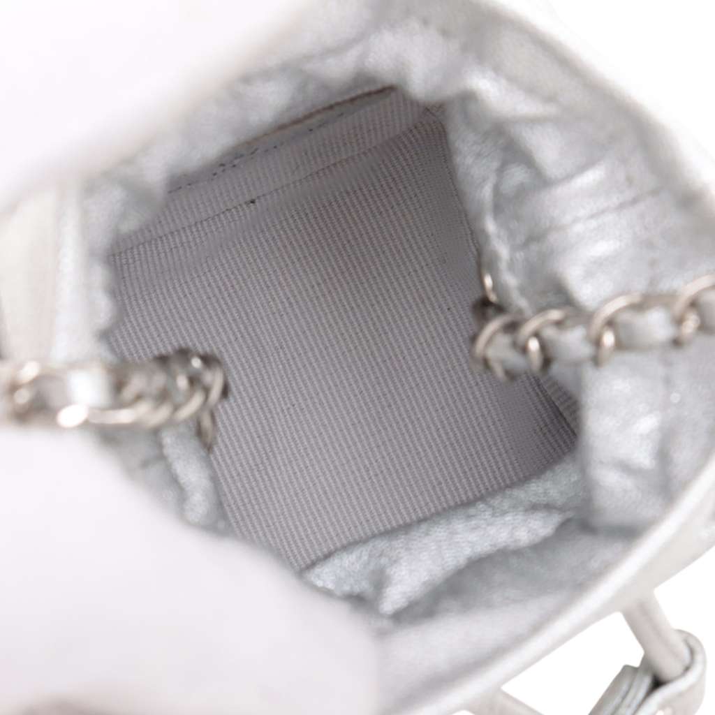 Chanel Mini Quilted Metallic Caviar Drawstring Bucket Bag - Image 6