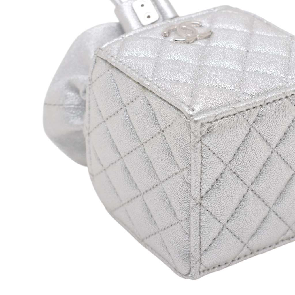 Chanel Mini Quilted Metallic Caviar Drawstring Bucket Bag - Image 10