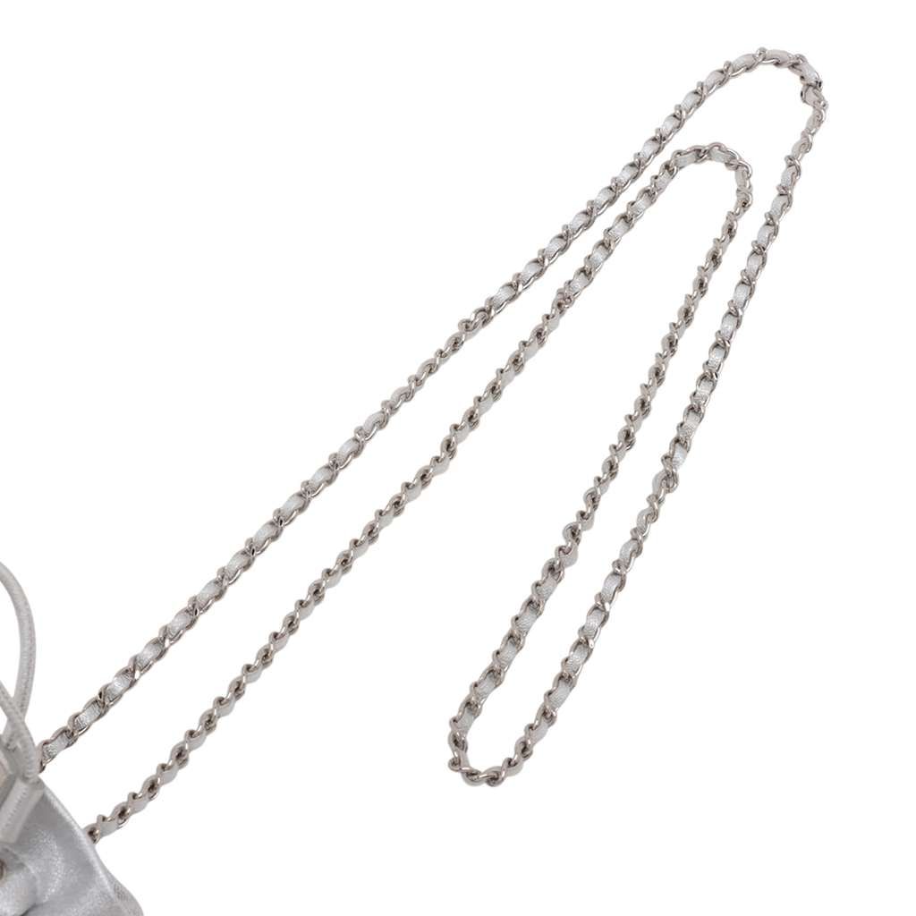 Chanel Mini Quilted Metallic Caviar Drawstring Bucket Bag - Image 11