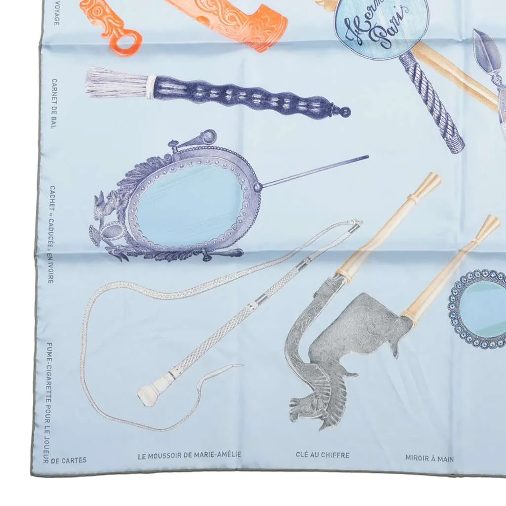 Hermès Nous Sommes Inseparables Silk Scarf 90 Blue Silk Good - Model View