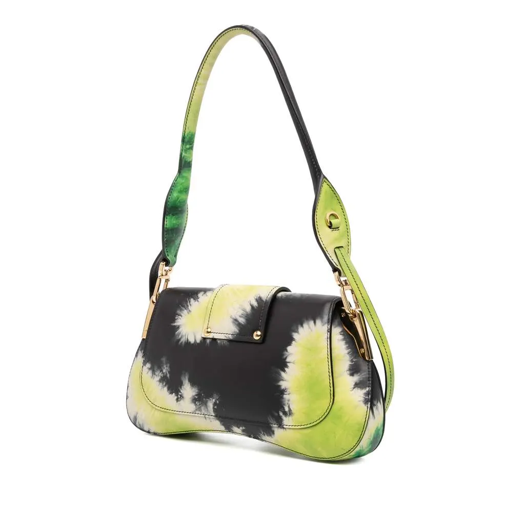 Prada City Calf Tie Dye Sidonie Satchel Green Leather Good - Back View