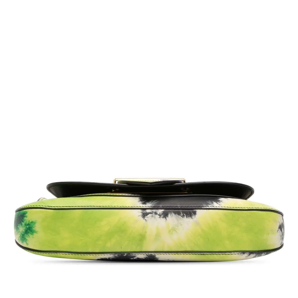 Prada City Calf Tie Dye Sidonie Satchel Green Leather Good - Inside View
