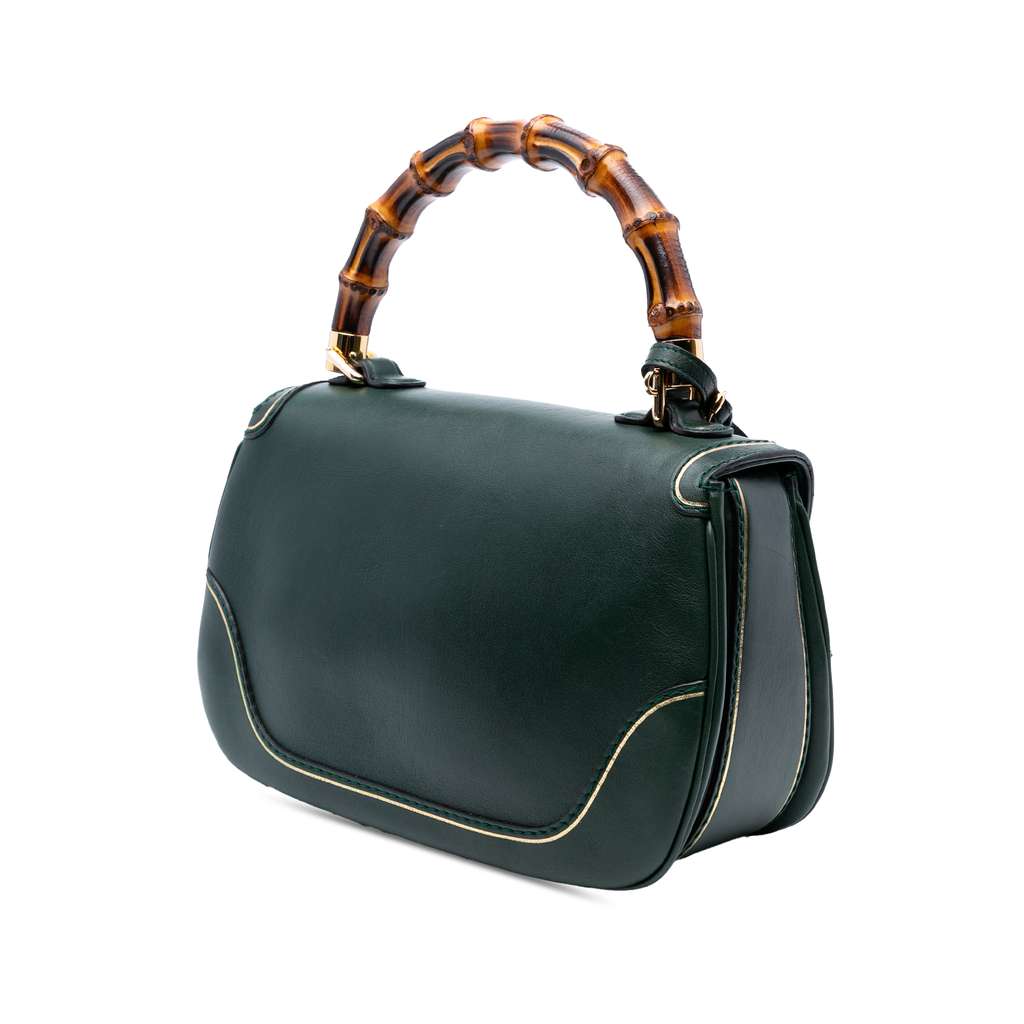 Gucci Medium Leather New Bamboo Top Handle Bag - Back view