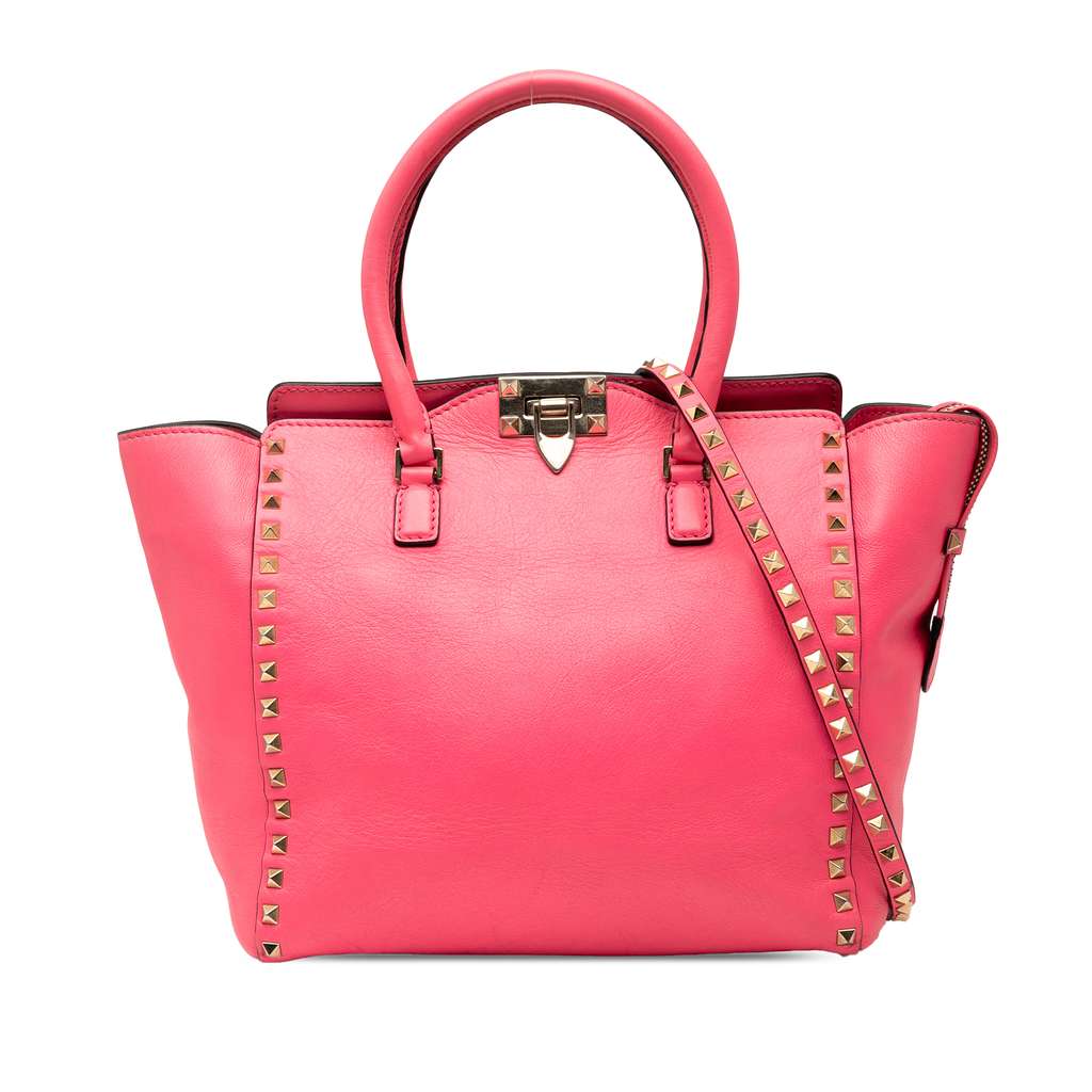 Valentino Medium Leather Rockstud Double Handle Tote