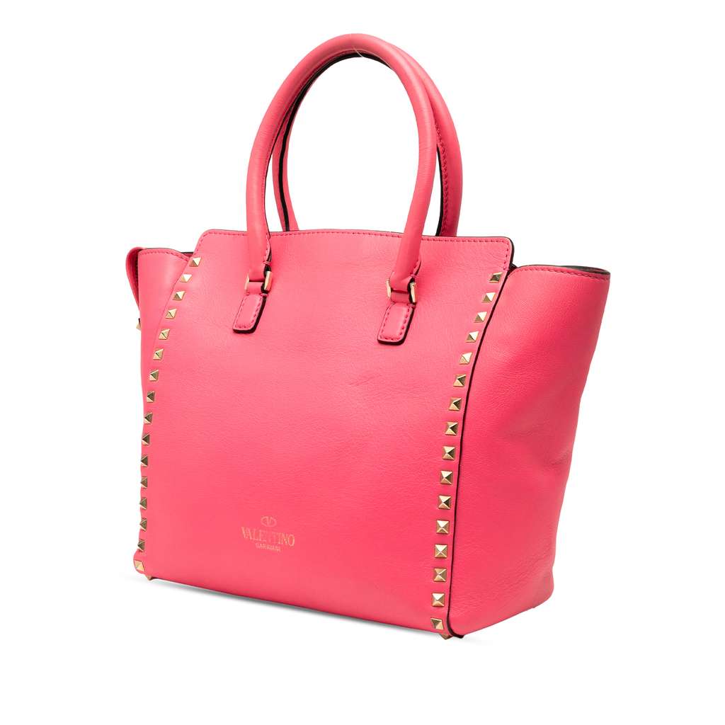 Valentino Medium Leather Rockstud Double Handle Tote - Back view