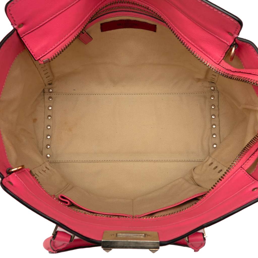 Valentino Medium Leather Rockstud Double Handle Tote - 4