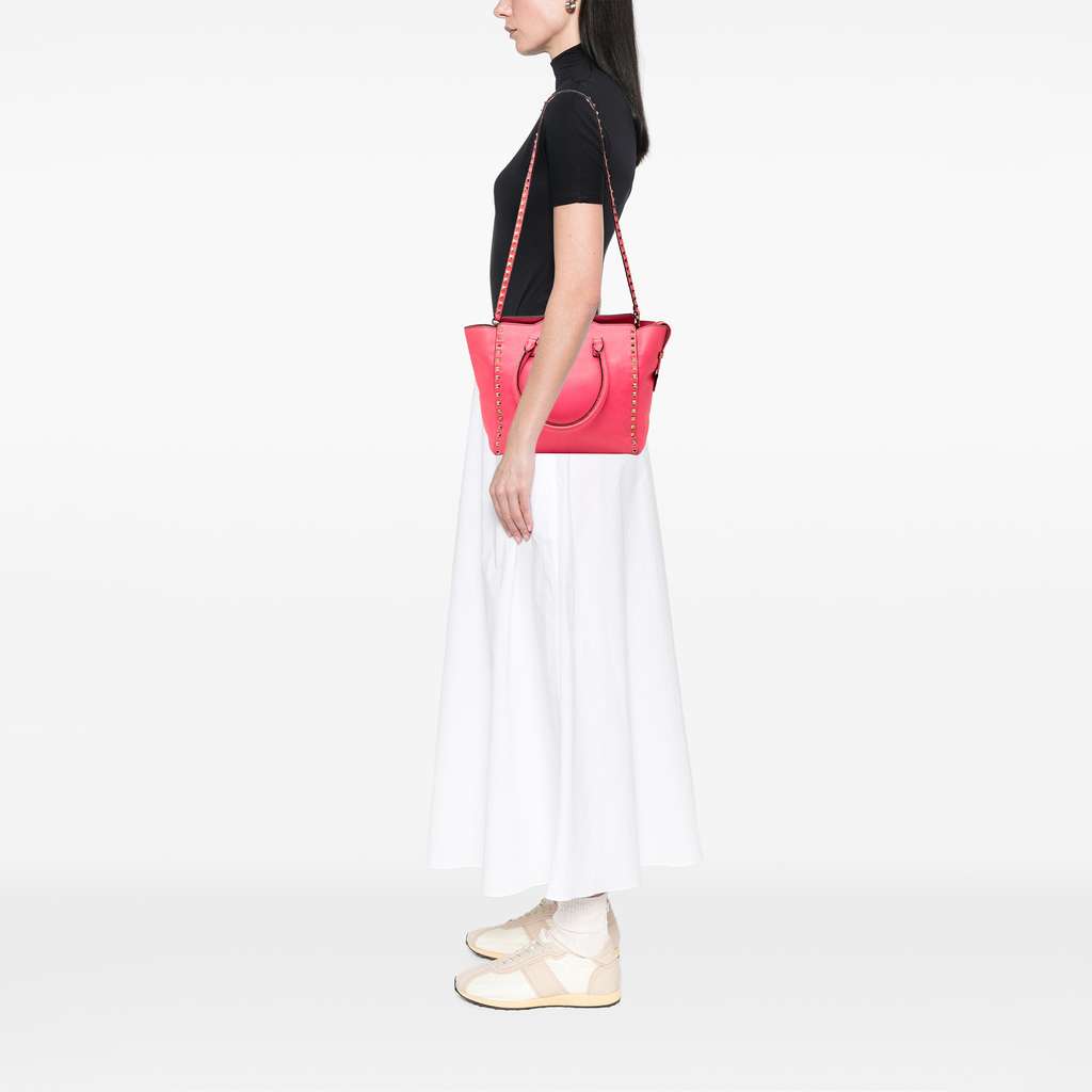Valentino Medium Leather Rockstud Double Handle Tote - Detail 2