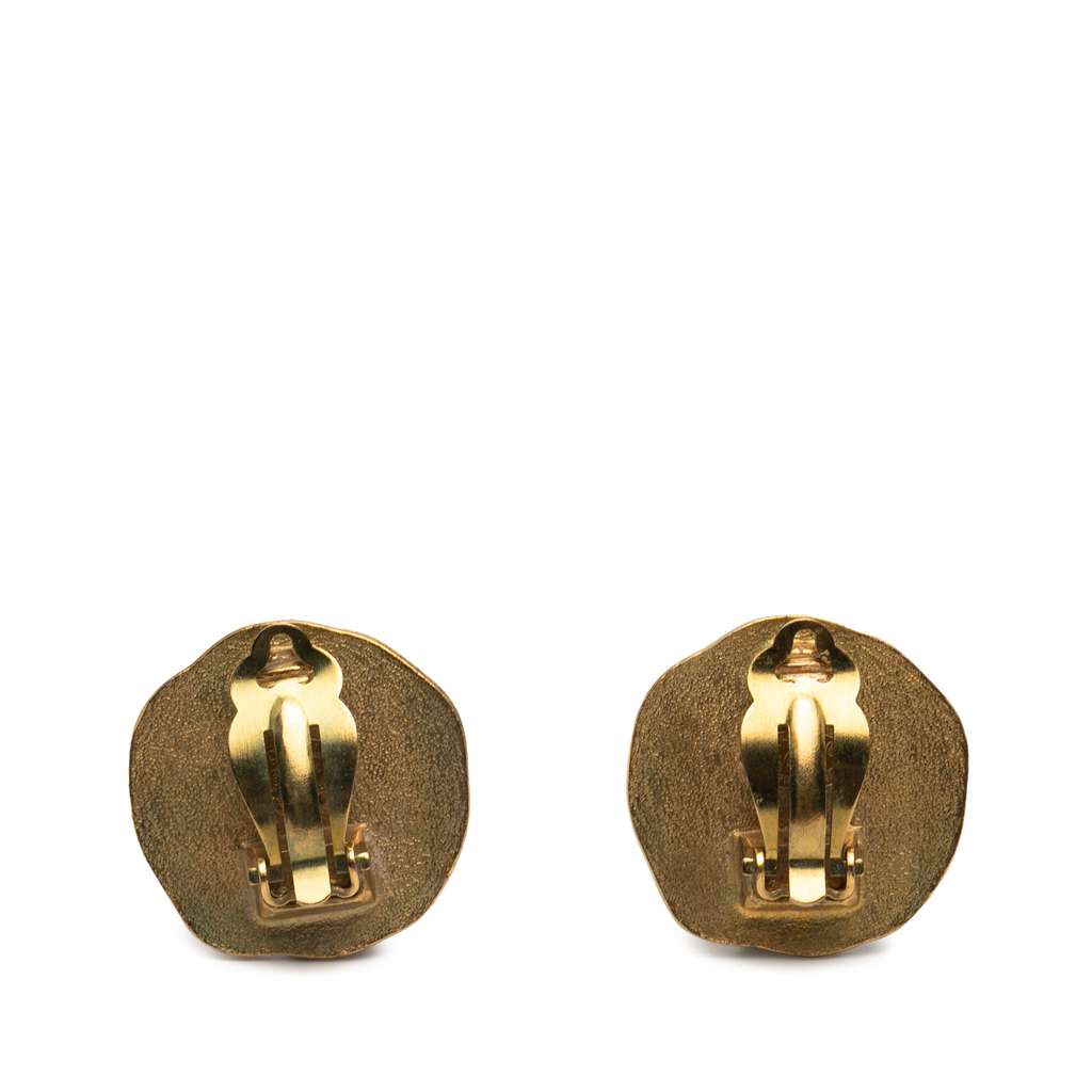 Chanel Gold Plated CC Round Clip On Earrings - 2