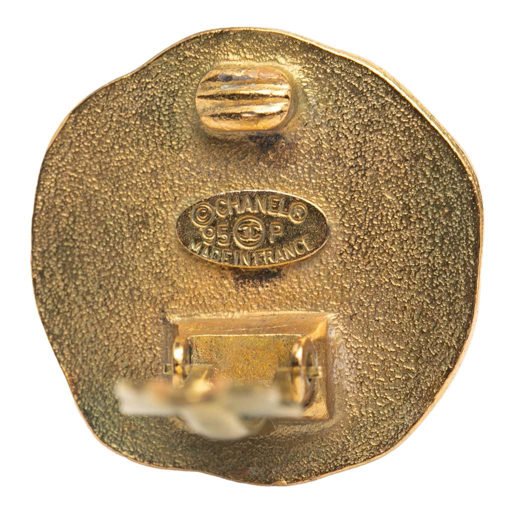 Chanel Gold Plated CC Round Clip On Earrings - 3