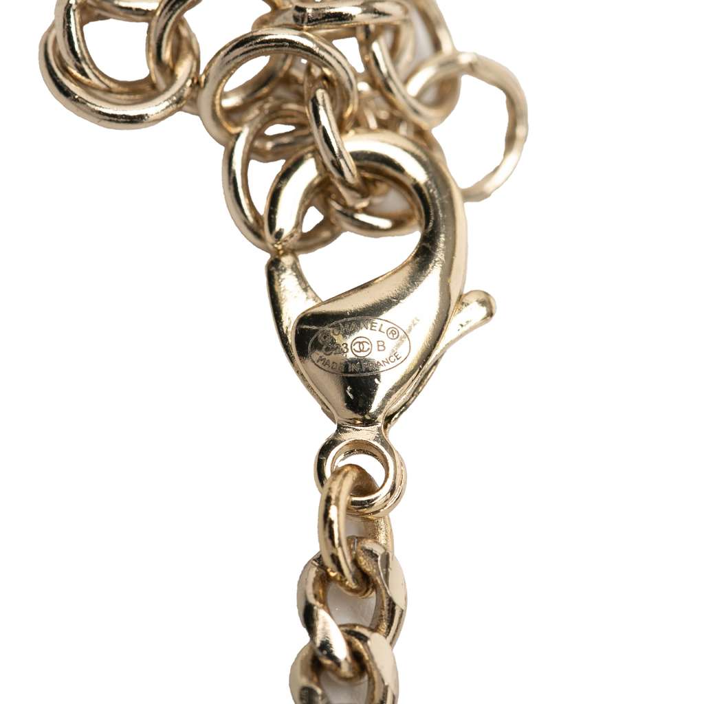 Chanel Gold Plated Rhinestones Heart Logo Choker Necklace - 4