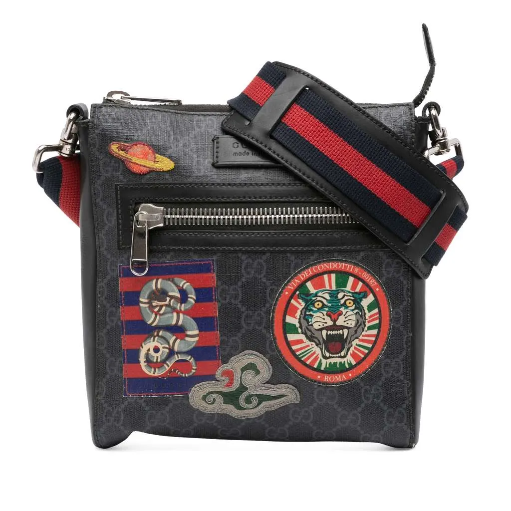 Gucci GG Supreme Night Courrier Messenger Bag Black Canvas Very good - Front View