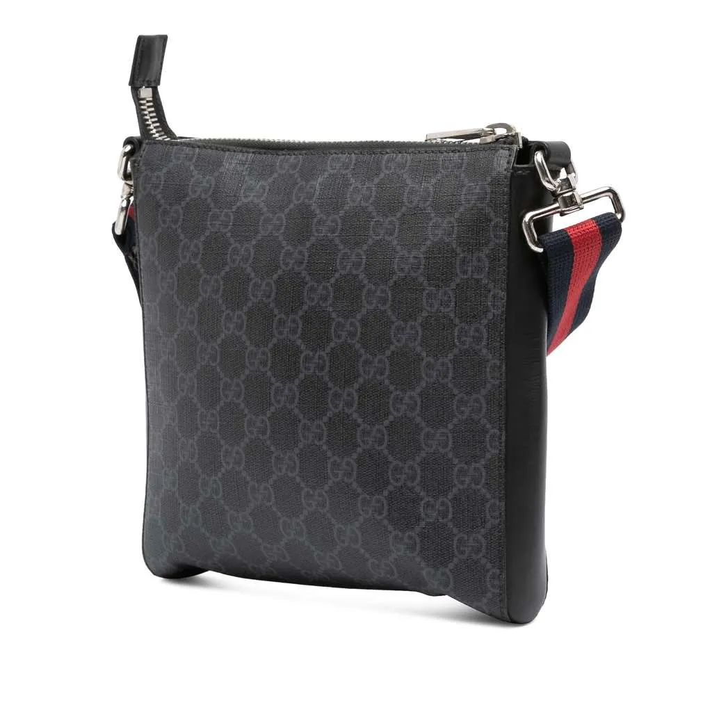 Gucci GG Supreme Night Courrier Messenger Bag Black Canvas Very good - Back View