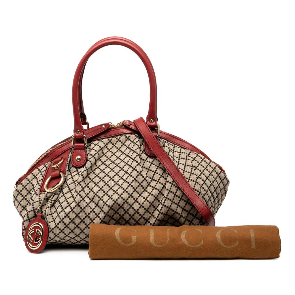 Gucci Diamante Canvas Sukey Satchel - Image 10