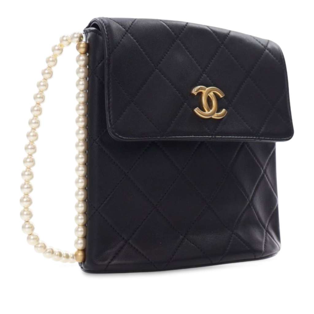 Chanel Small Quilted Calfskin About Pearls Hobo - Back view
