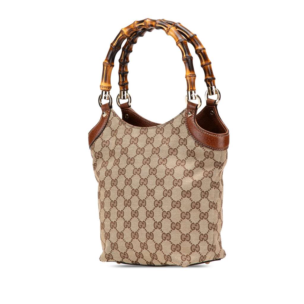 Gucci GG Canvas Bamboo Handbag - 2