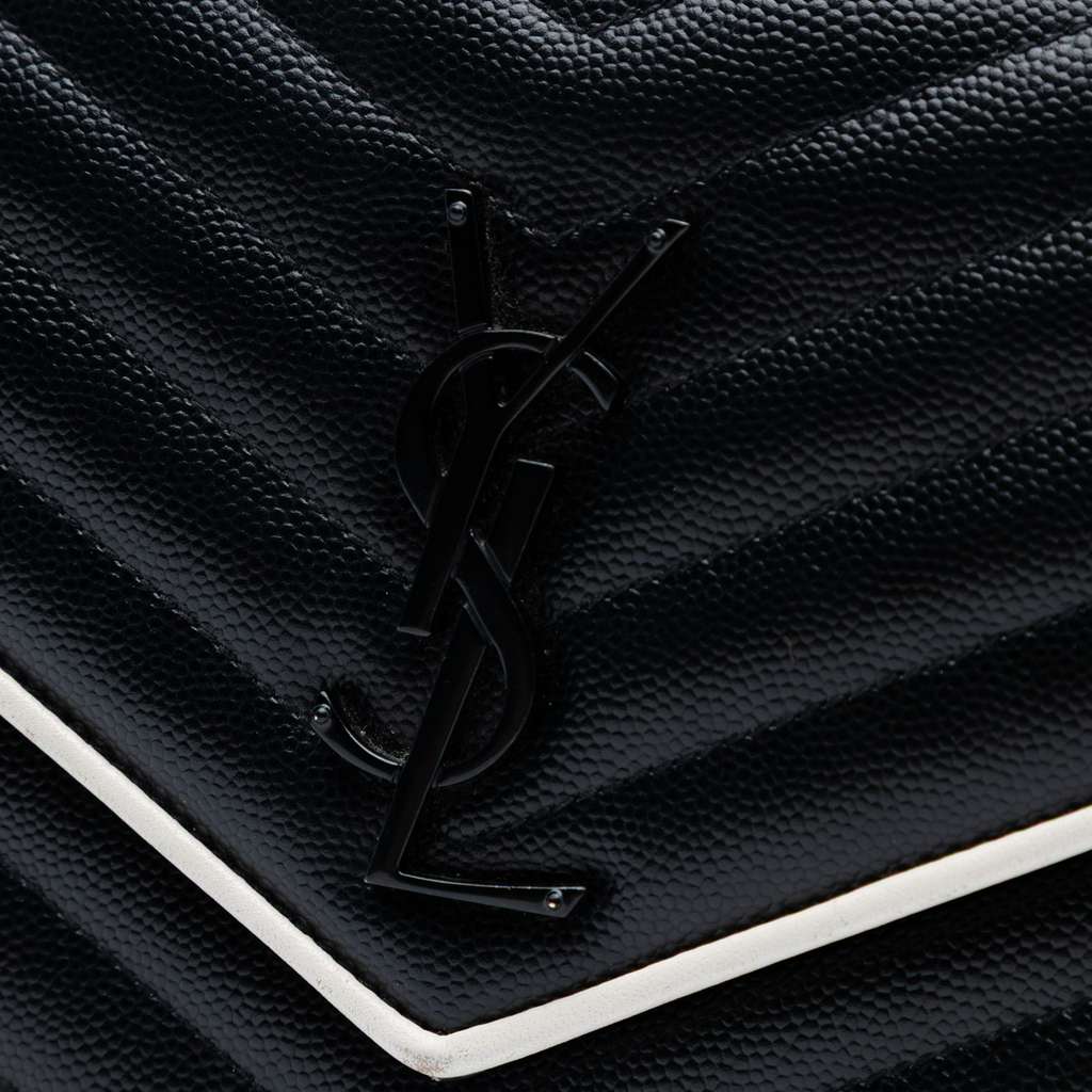 Saint Laurent Grain De Poudre Matelasse Chevron Monogram Chain Wallet - Detail 1