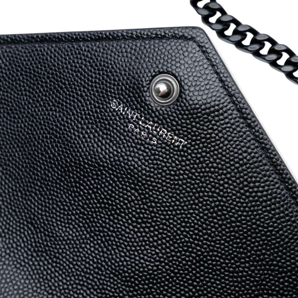 Saint Laurent Grain De Poudre Matelasse Chevron Monogram Chain Wallet - Detail 2