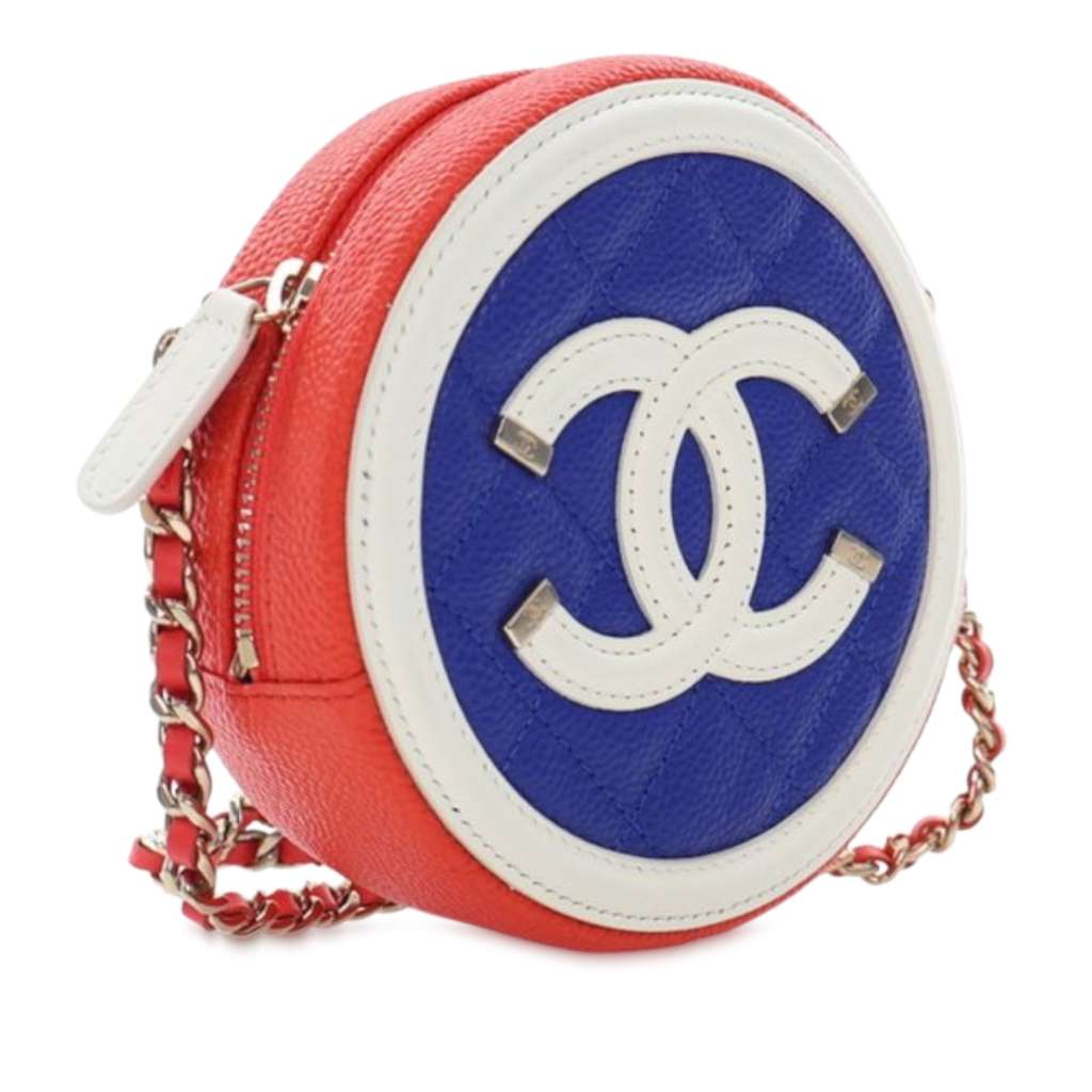 Chanel Tricolor Caviar CC Filigree Round Crossbody - Back view