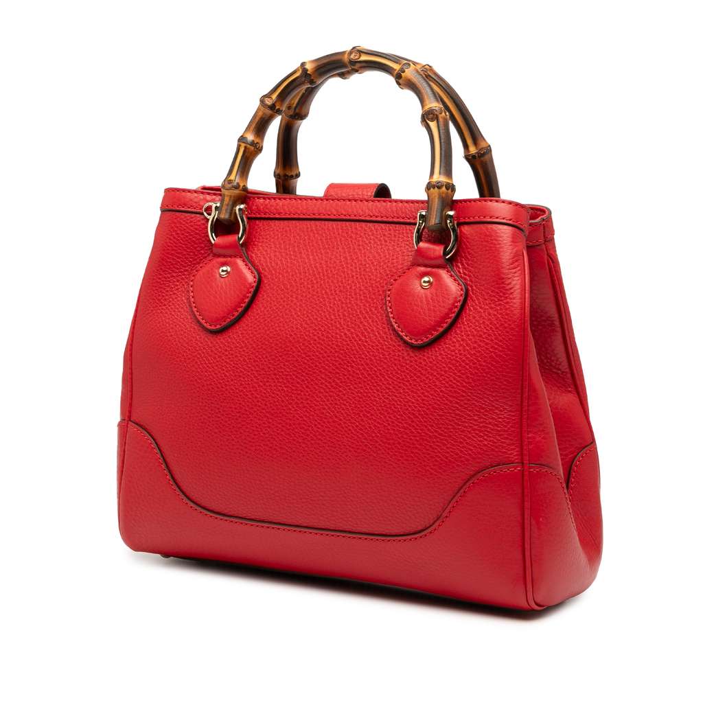 Gucci Small Pebbled Calfskin Diana Bamboo Top Handle Tote - Back view