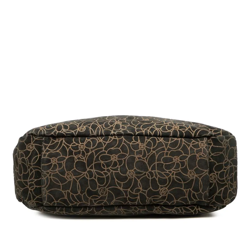 Chanel CC Suede Camellia Hobo Black Leather Good - Inside View
