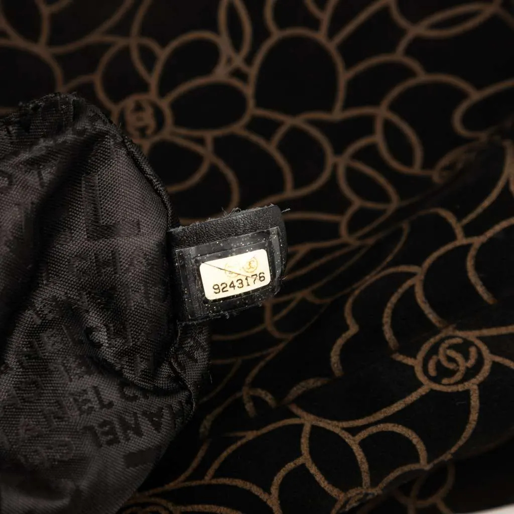 Chanel CC Suede Camellia Hobo Black Leather Good - Box View