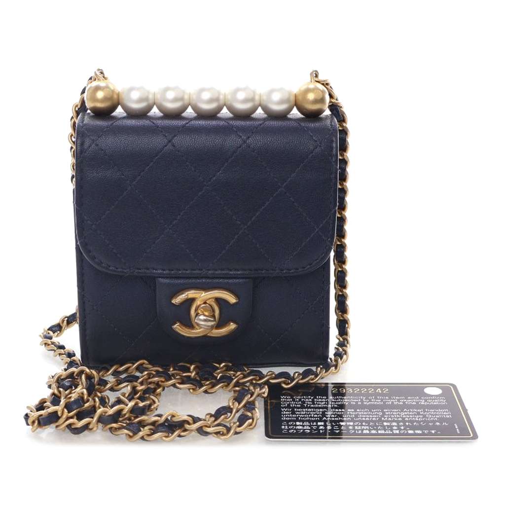 Chanel Mini Goatskin Chic Pearls Clutch On Chain - Image 16