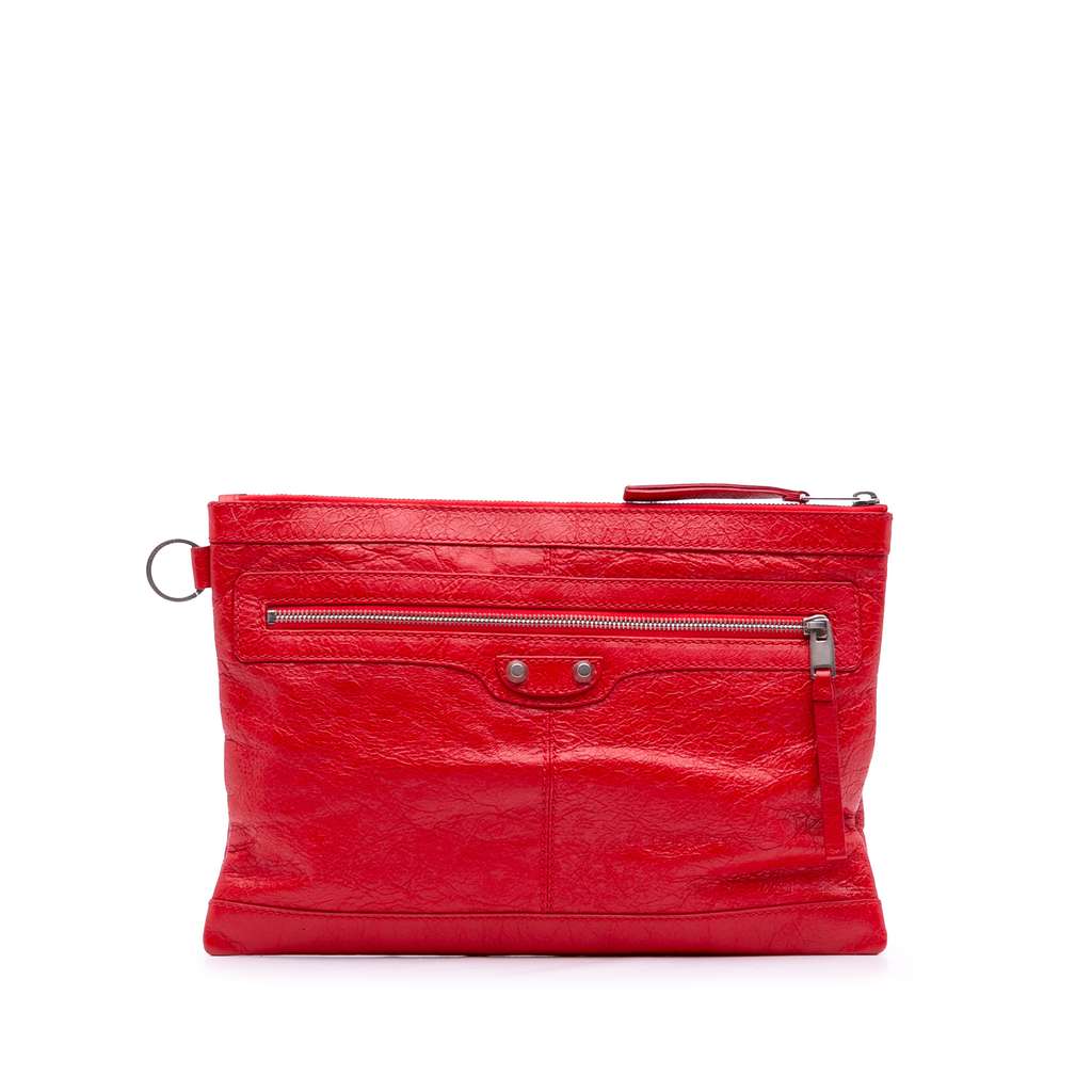 Balenciaga Lambskin Motocross Classic Clip M Clutch