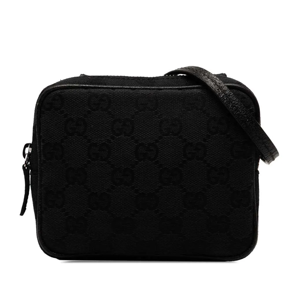 Gucci GG Canvas Crossbody Black Canvas Good - Front View