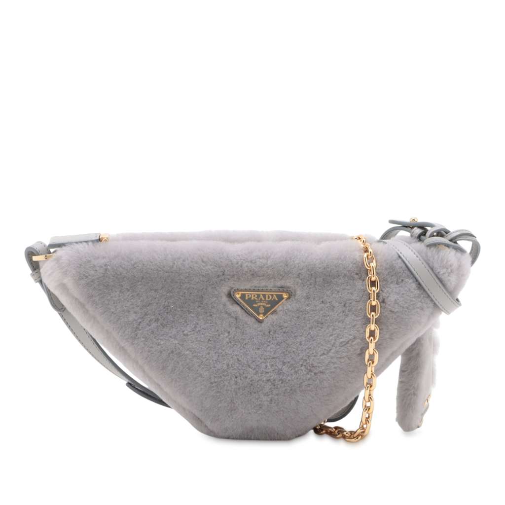 Prada Mini Shearling Triangle Satchel