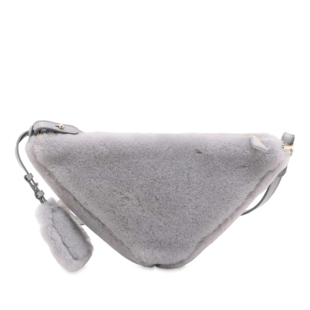 Prada Mini Shearling Triangle Satchel - Back view