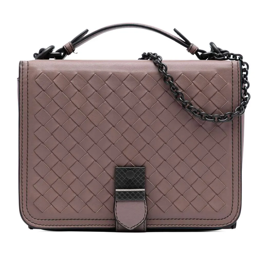 Bottega Veneta Small Nappa Intrecciato Runway Shoulder Bag Purple Leather Good - Front View