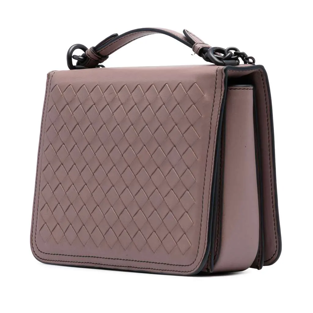 Bottega Veneta Small Nappa Intrecciato Runway Shoulder Bag Purple Leather Good - Back View