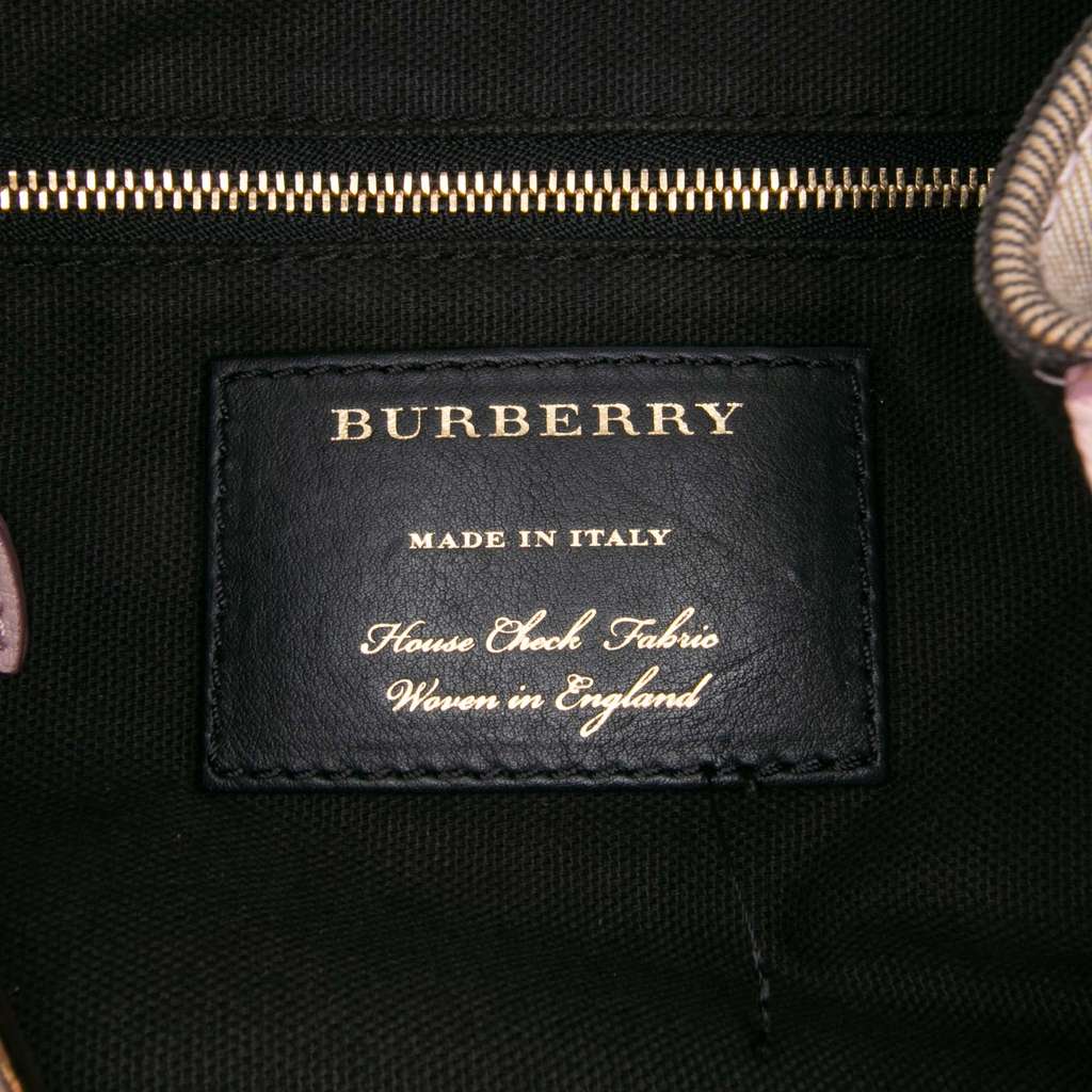 Burberry Small Leather and House Check Canvas Canterbury Tote - Side view